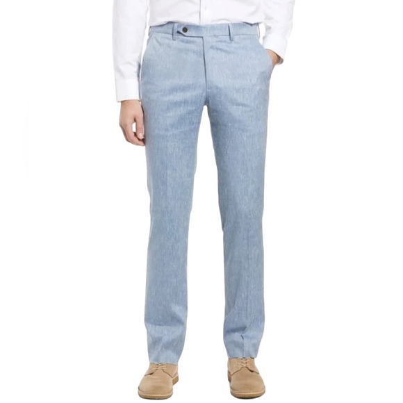 Berle Other - Berle Linen Look Flat Front Lightweight Pants Blue Size 38